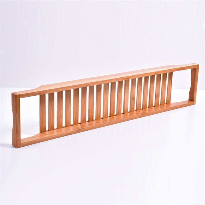 Bamboo Wooden Bathtub Caddy Tray Bath Caddies Storage with Rails Bathroom Stand