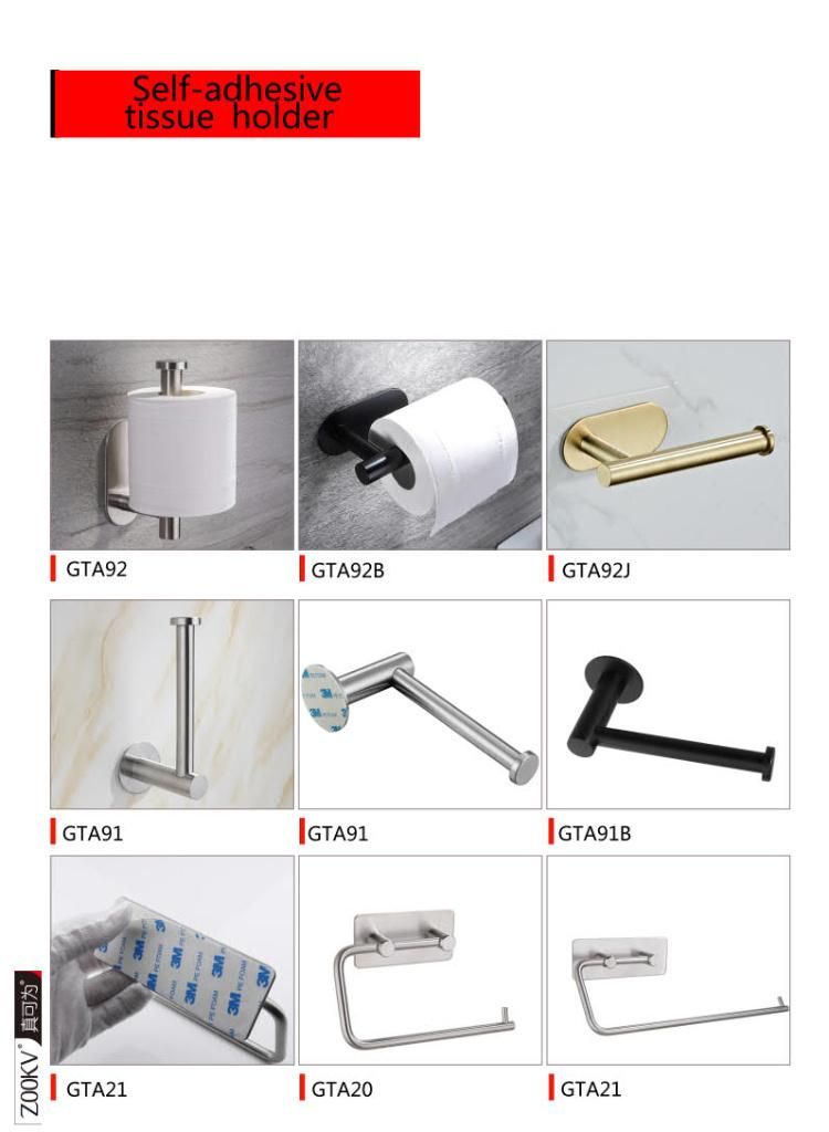 Bathroom Washroom Kitchen Stick on Wall Mount Matt Black Rose Gold Self Adhesive Toilet Paper Roll Holder Toilet Paper Holder