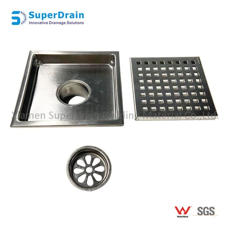 SUS 304 Shower Drain with Square Hole Pattern