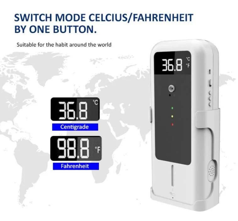 China Factory Wholesale in Stock Yad-001 Infrared Thermometer with Dispenser Soap with Thermometer Alcohol Dispenser Thermometer
