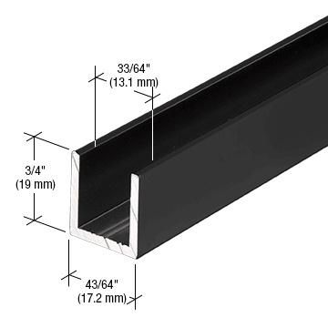 Matte Black 1/2&quot; Fixed Panel Shower Door Deep U-Channel - 95&quot;