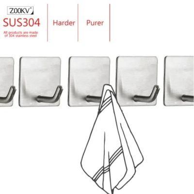 304 Stainless Steel 3m Single Adhesive Door Wall Metal Coat Hooks Big Round Robe Towel Hooks