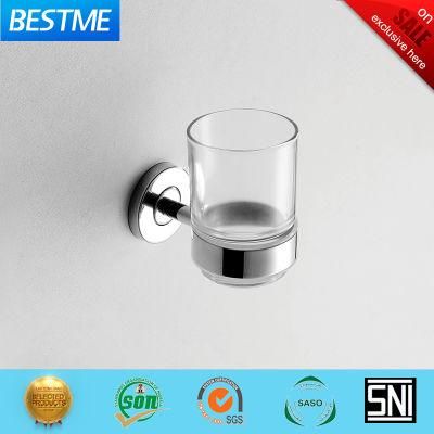 304SUS Clear Glass Stainless Steel Single Tumbler Bathroom Cup Holderbg-C0006