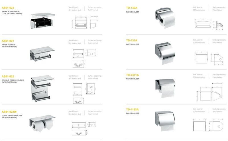 Commerial Item Wall Mounted Toliet Paper Holder with Hinge