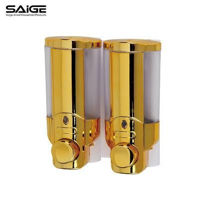 Saige 210ml*2 Hotel Wall Mounted Manual Soap Dispenser for Shampoo and Shower Gel