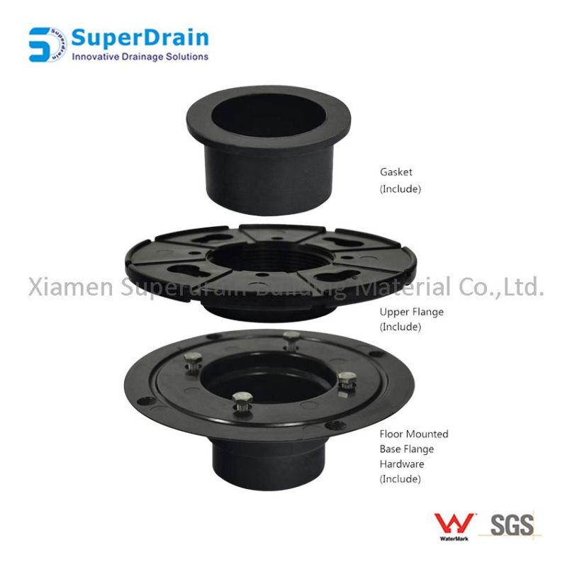 Black Plastic ABS Flange Rubber Gasket Shower Drain Base