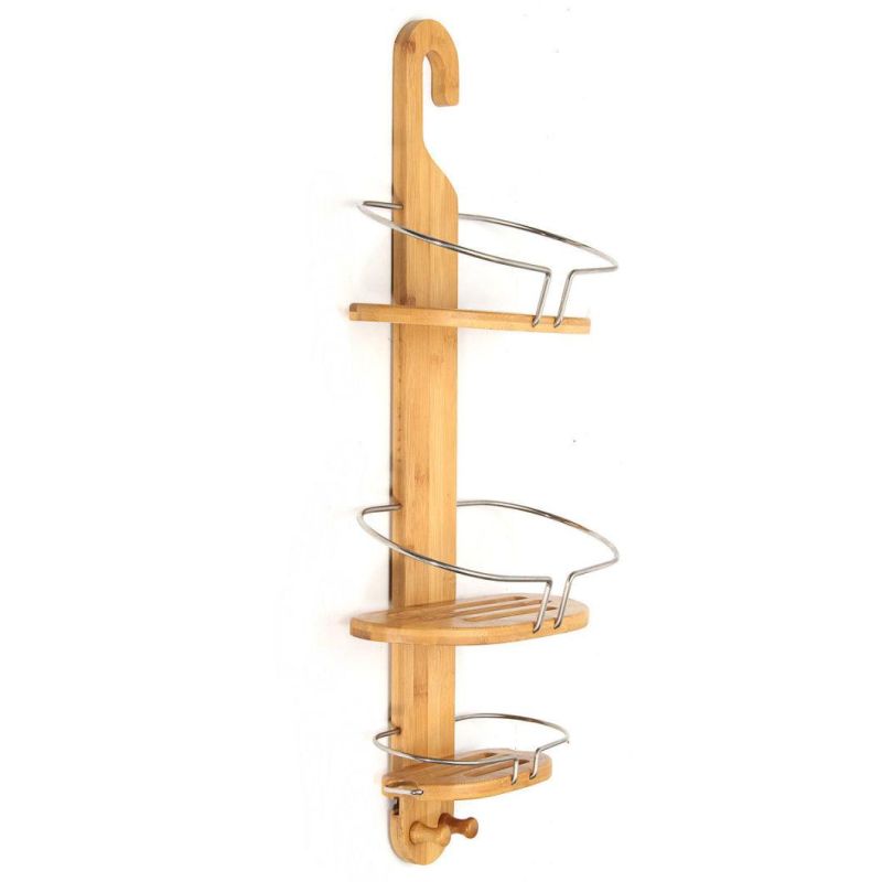 Shower Caddy Bamboo Shower Rack Wall Caddy Bath Bathroom Storage Hanging Holderbt-6101