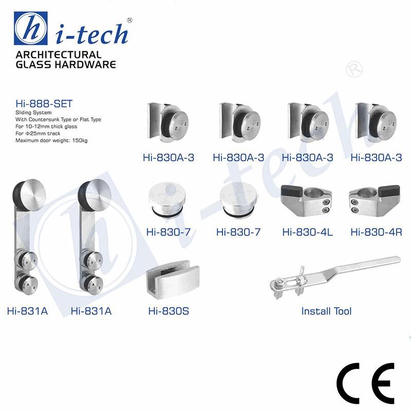 Hi-888set Shower Frameless Enclosure Fitting Accoessories Barn Glass Sliding Door Hardware System for Bathroom