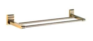 Full Brass Wall Mounted Gold Finish Double Towel Bar