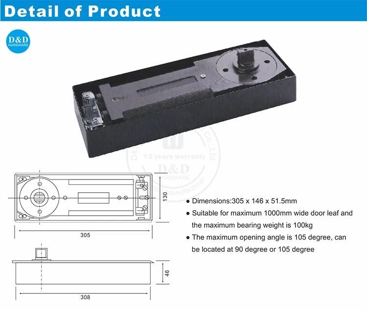 Commercial Glass Door Hardware Stainless Steel Cover Floor Spring