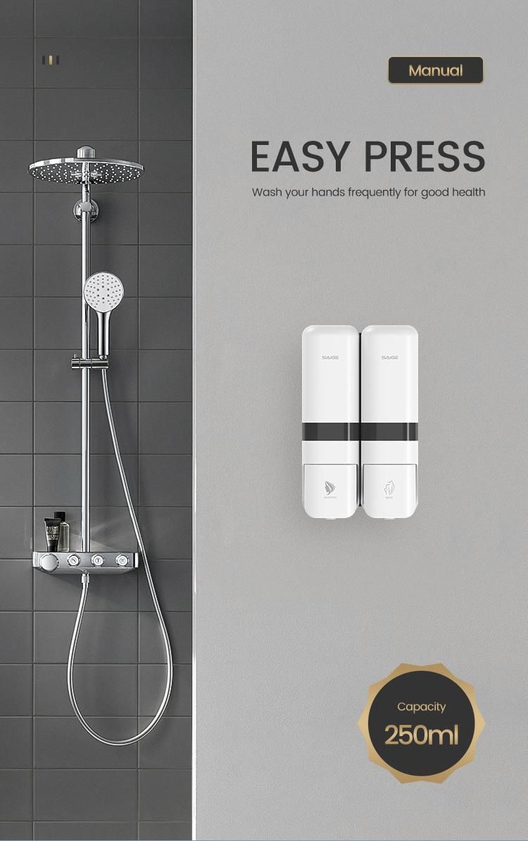 Saige 250ml Hotel ABS Plastic Wall Mounted Manual Liquid Soap Dispenser