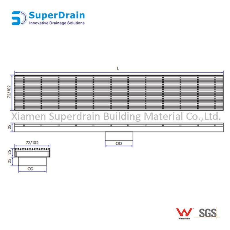 Bathroom Hotel Stainless Steel Linear Long Floor Shower Drain Grate