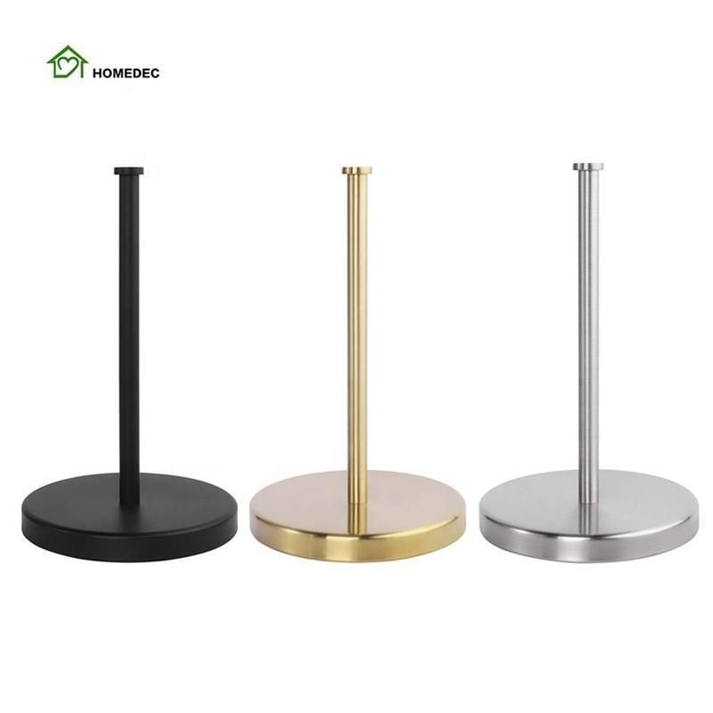 Countertop SUS304 Stainless Steel Standing Kitchen Towel Paper Roll Holder with Weighted Base