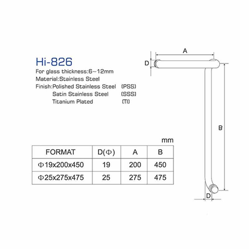 Hi-826 Stainless Steel Bathroom Room Shower Door Handle