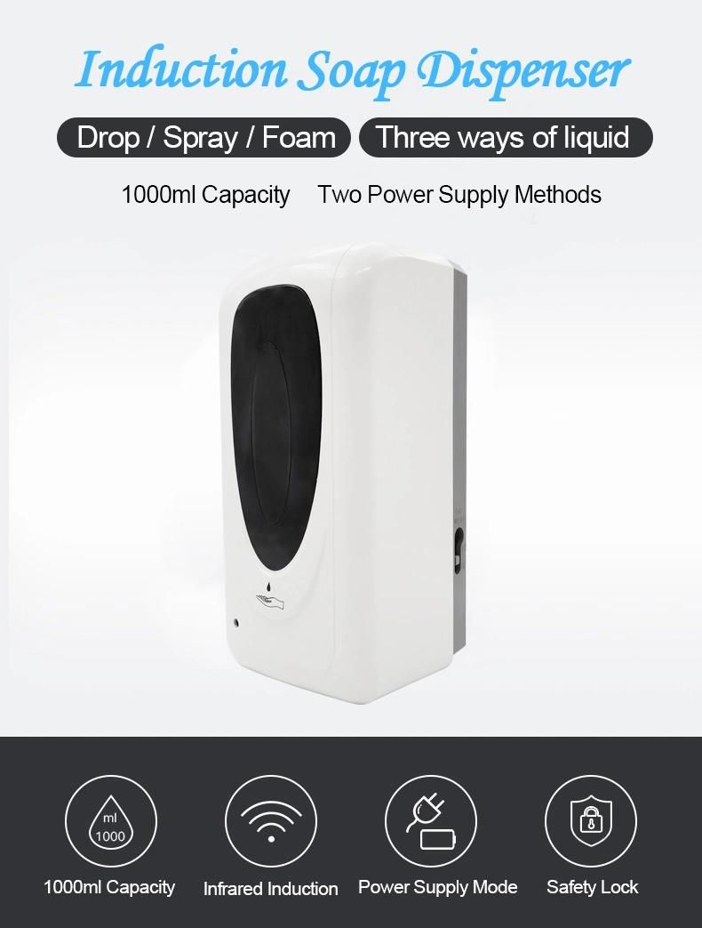 Spray Foam Wall Mount Infrade Automatic Alcohol Gel Hand Sanitizer Dispenser 1L
