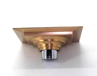 6 Inch Brass Polished Gold Square Shower Drain