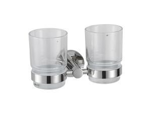 304 Stainless Steel Bathroom Accessories Chrome Square Double Tumbler Cup Holder