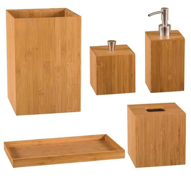 Ceramic Bathroom Accessories with Bamboo Stand