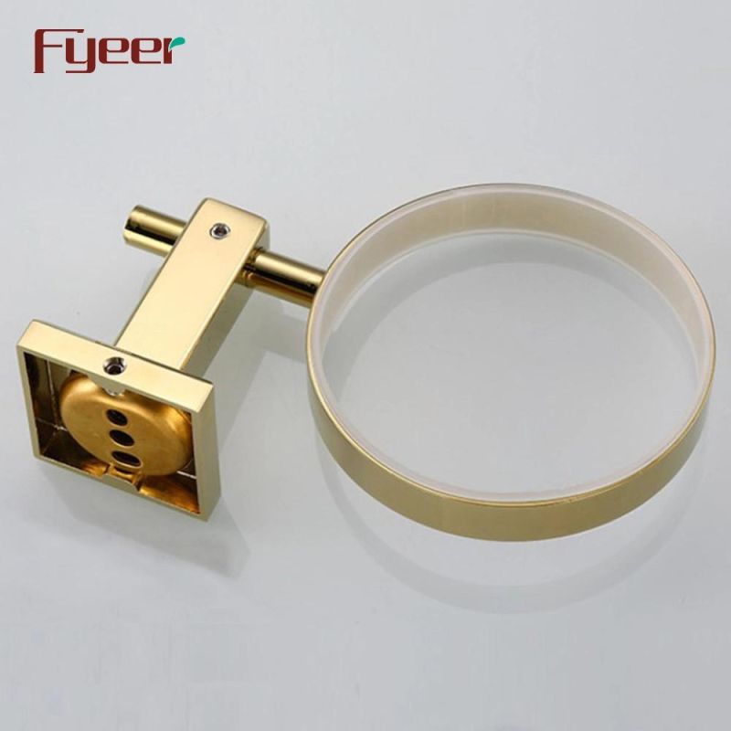 Fyeer Bathroom Accessory Golden Brass Toilet Brush Holder