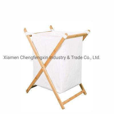 Machine Washable Cotton Canvas Liner Natural Bamboo Hamper