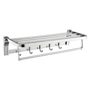 Luolin Stainless Steel 304 Hotel Towel Rack Bathroom Folding Shelf Shower Towel Bar Holder Steel with Hooks, 91090-13