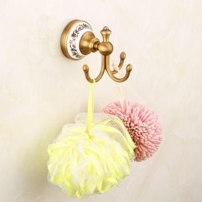 FLG Antique Finish Bathroom Three Coat Hooks Wall Mounted