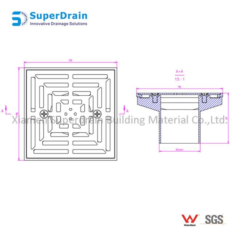 Stainless Steel Grating with Plastic Flange Base