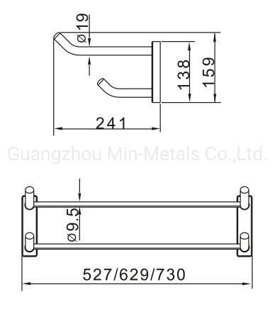 Stainless Steel Double Towel Rack with Hooks Mx-Tr03-108