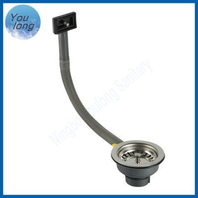 Kitchen Stainless Steel and Plastic 4.5 Inch Sink Strainer Grey Sink Drain with Overflow Pipe