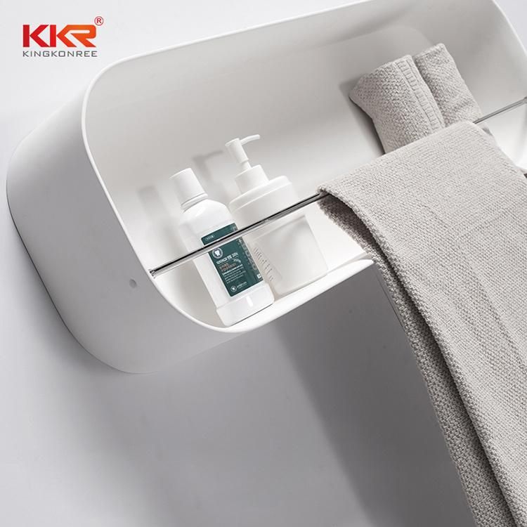 Kkr Black Solid Surface Shower Shelf Wall Mount Bathroom Shelf Niche