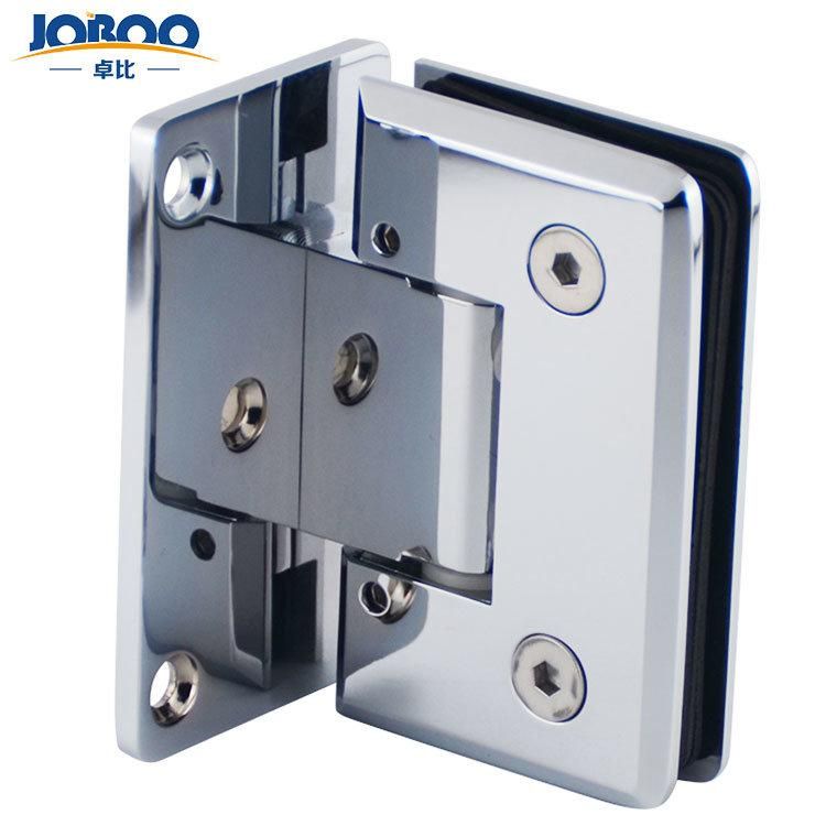 Bathroom Fittings Adjustable Wall to Glass 90 Degree Solid Brass Polish Chrome Phlishing Glass Shower Hinges Connector Joboo Zb521