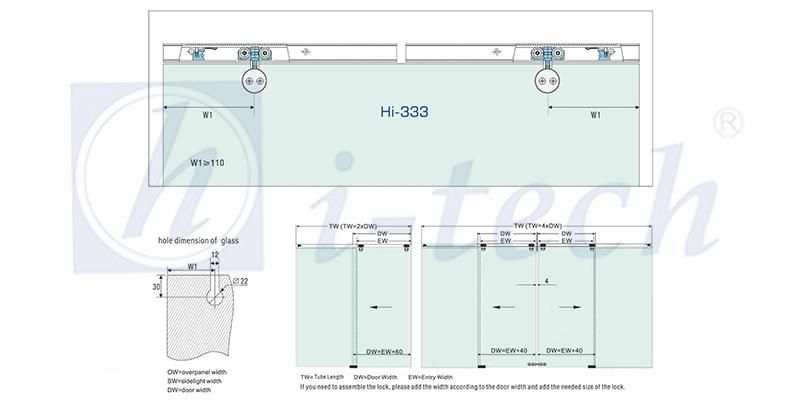 Hi-333 Stainless Steel Frameless Glass Sliding Door Hanging Wheel