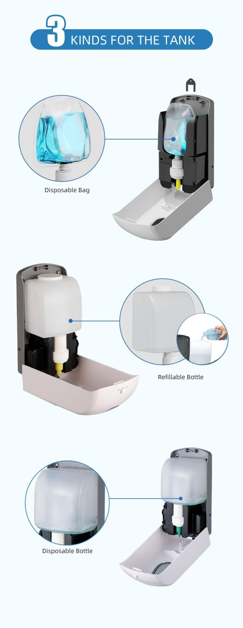 Washroom Power Saving Table Standing 1L Auto Spray Soap Dispenser