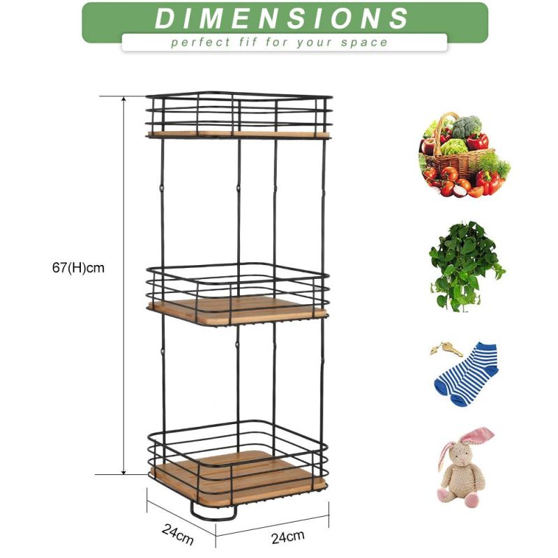 3 Tier Metal Wall Mounted Bamboo Hanging Bathroom Storage Shelf Shower Caddy