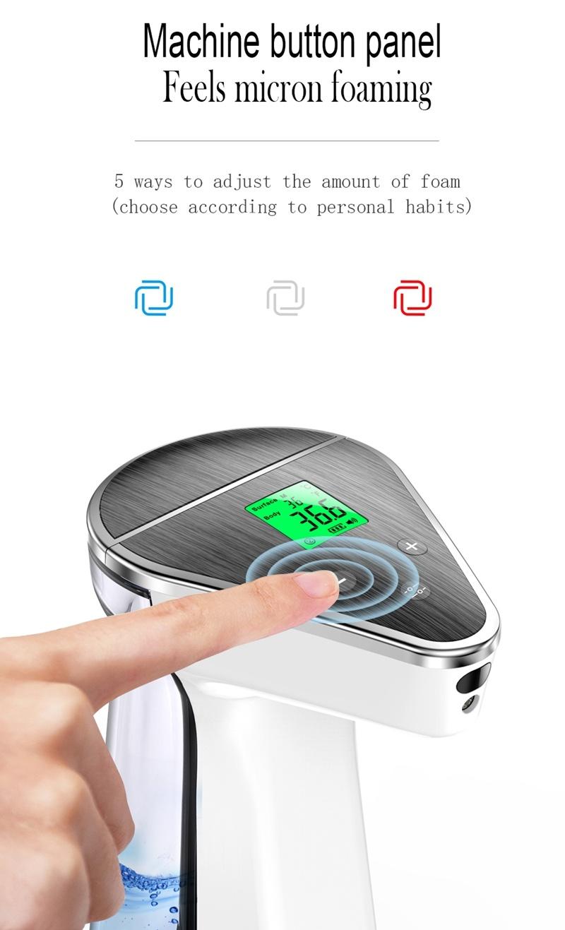 Professional 480ml Automatic UV Disinfect Hand Clean Machine Sensor Temperature Measurement Foam Soap Dispenser for Home/Hotel