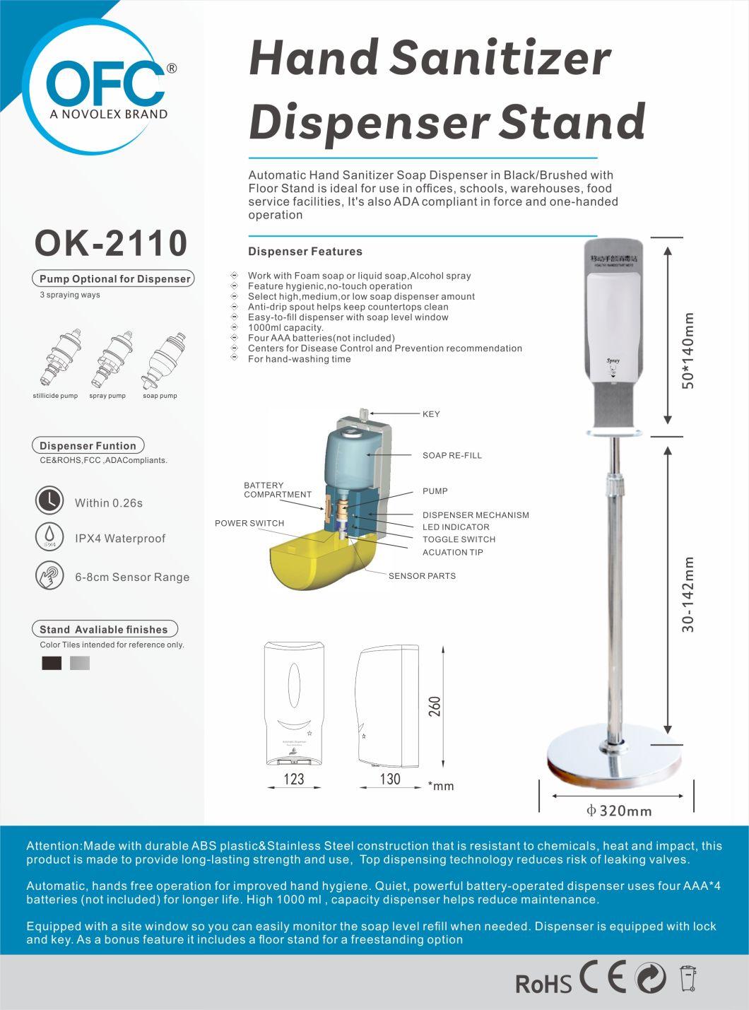 Wholesale Height Adjustable Soap Dispenser Floor Stand Hand Sterilization Disinfection