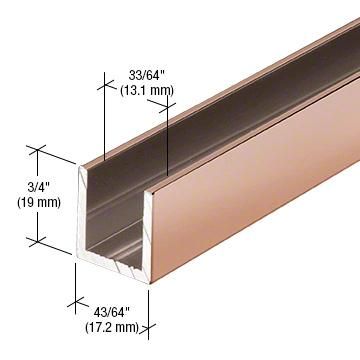 Polished Copper 1/2&quot; Fixed Panel Shower Door Deep U-Channel - 95&quot;