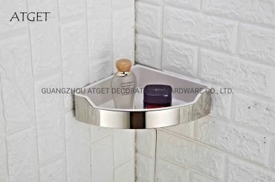 Bathroom Angular Single (AW-98121PW) Silver and White Shower Shelf