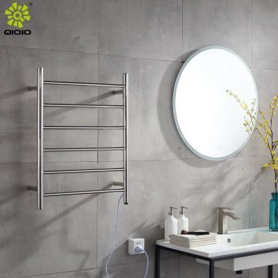 304 Stainless Steel Round Hotel Wall Mount Heated Towel Warmer Rack