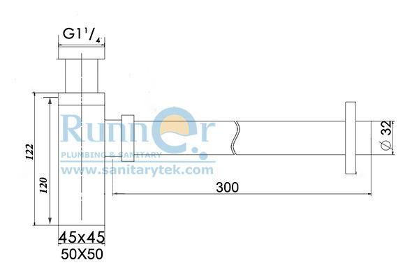 Square Modern Basin Bottle Trap Siphon for Wash Basin (D8609)