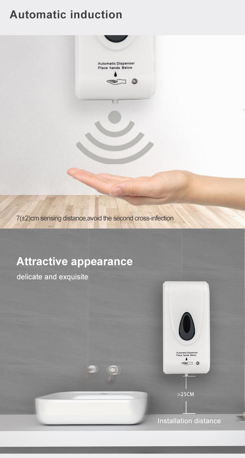 Saige Wall Mounted Plastic 1000ml Automatic Hand Free Hand Sanitizer Refill Soap Dispenser