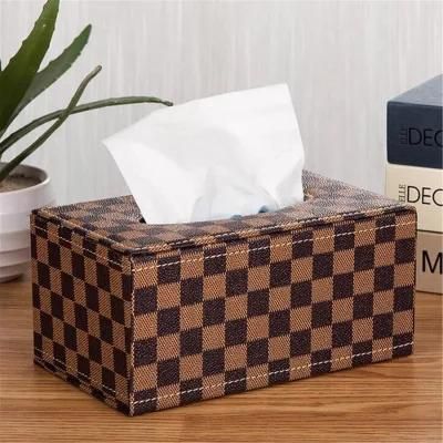 Customized Hot Sale Fashion Black Rectangular Leather Tissue Box
