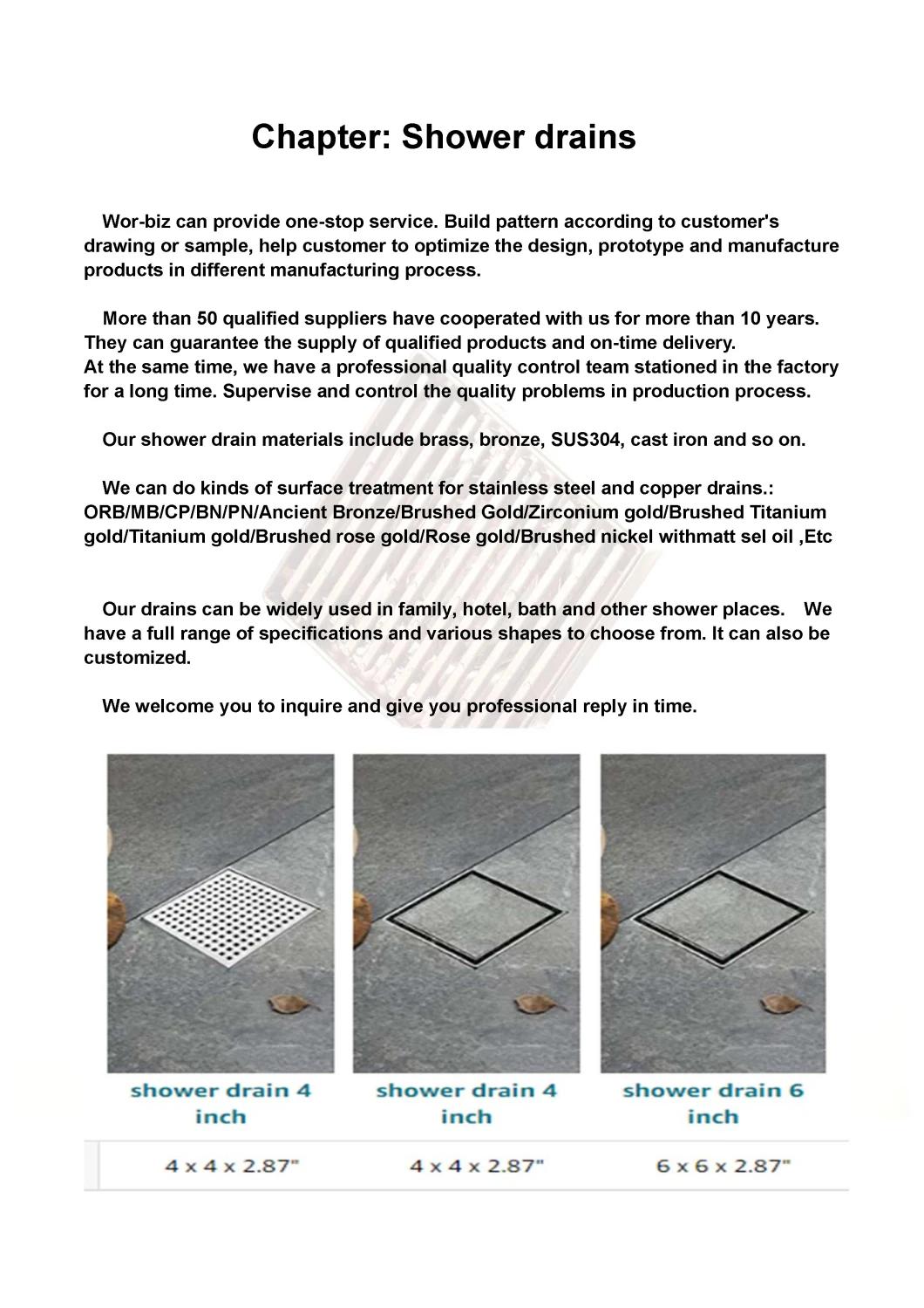 4" Brass Square Shower Floor Drain Strainer