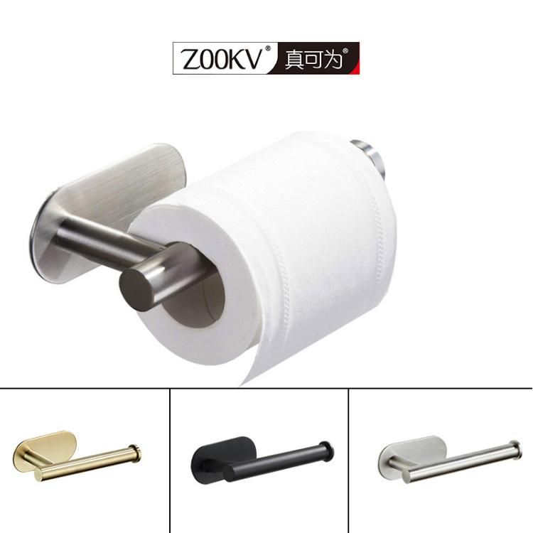 Bathroom Washroom Kitchen Stick on Wall Mount Matt Black Rose Gold Self Adhesive Toilet Paper Roll Holder Toilet Paper Holder