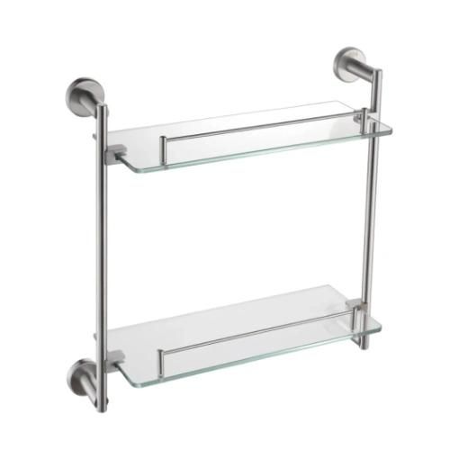 Stainless Steel 304 Bathroom Double Tempered Glass Shelf