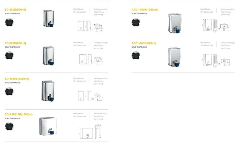 SUS 304 Toilet Push Pump Hand Sanitizer Liquid Soap Dispenser