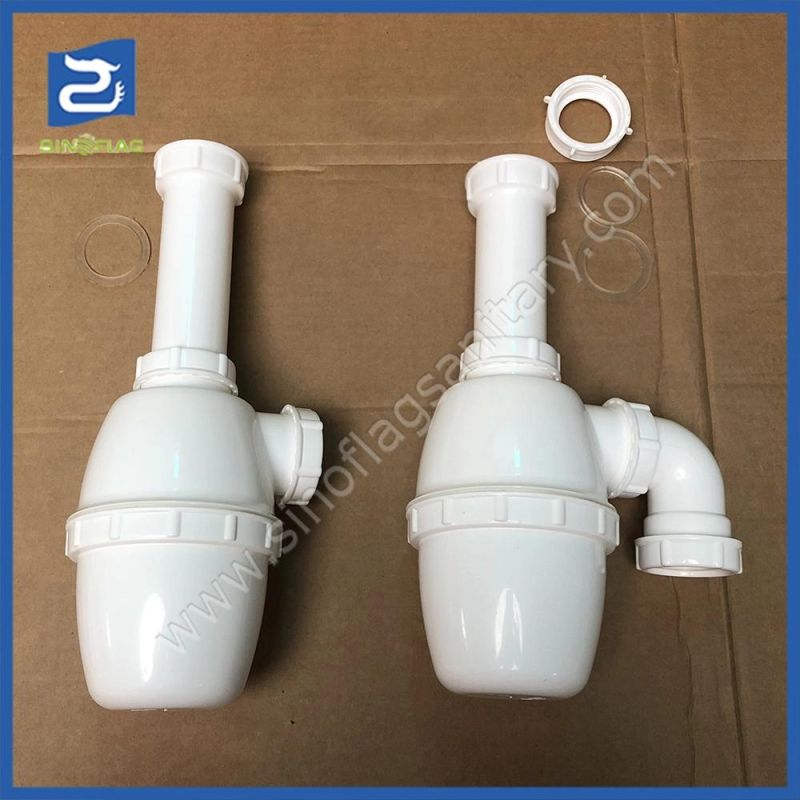 1.1/2*DN40 Plastic White Sink Siphon Bottle Trap with Elbow