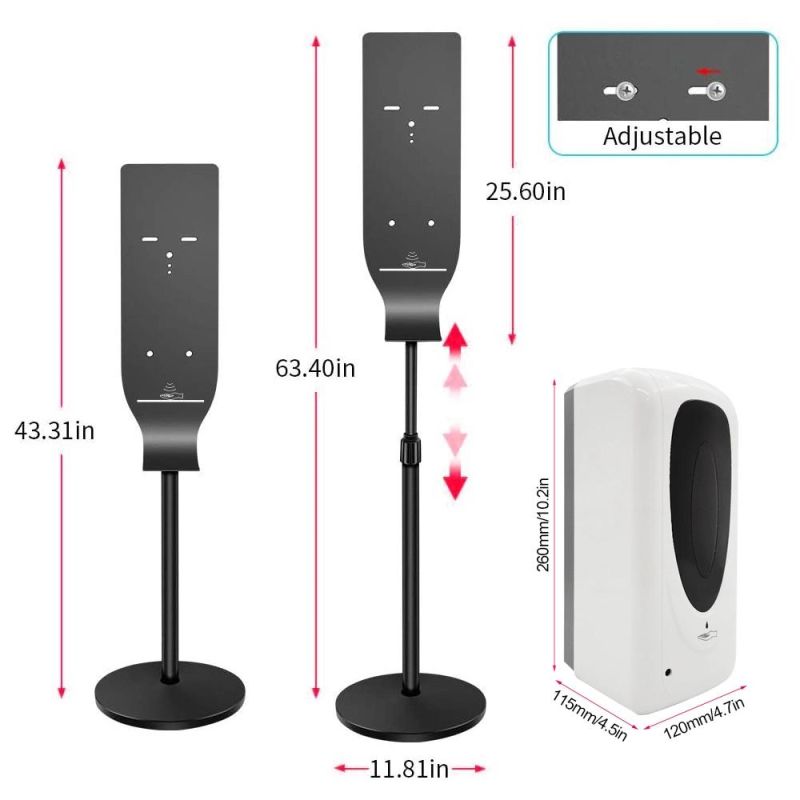 Adjustable Height Touch Less Floor Stand Sanitiser Automatic Liquid Soa Dispenser Standing