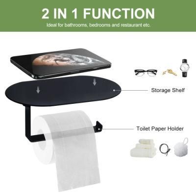 Wall-Mount Toilet Paper Holder with Shelf