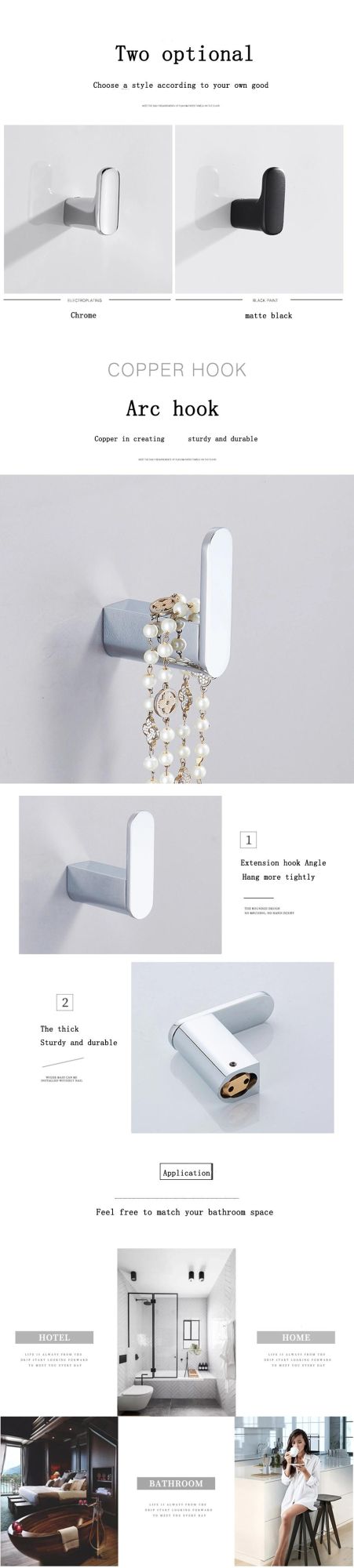 Zinc Alloy Bathroom Accessory Robe Hook Bedroom and Bathroom Use Coat Hook